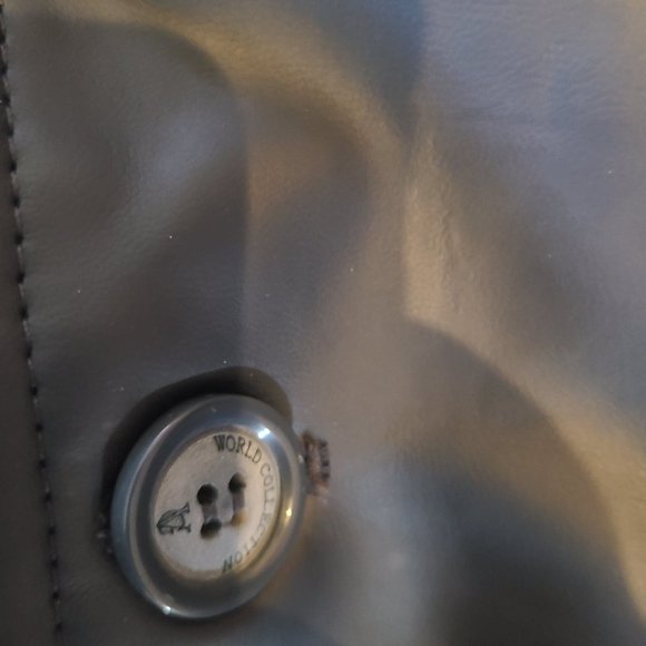 NWT Men's Navy Faux Leather Mid Length Buttoned Jacket - Picture 5 of 9